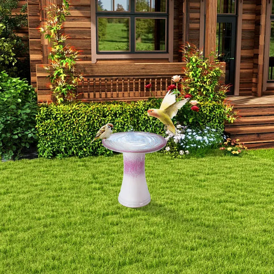 Ceramic Bird Bath With Rose Ivory Ombre Glaze For Garden