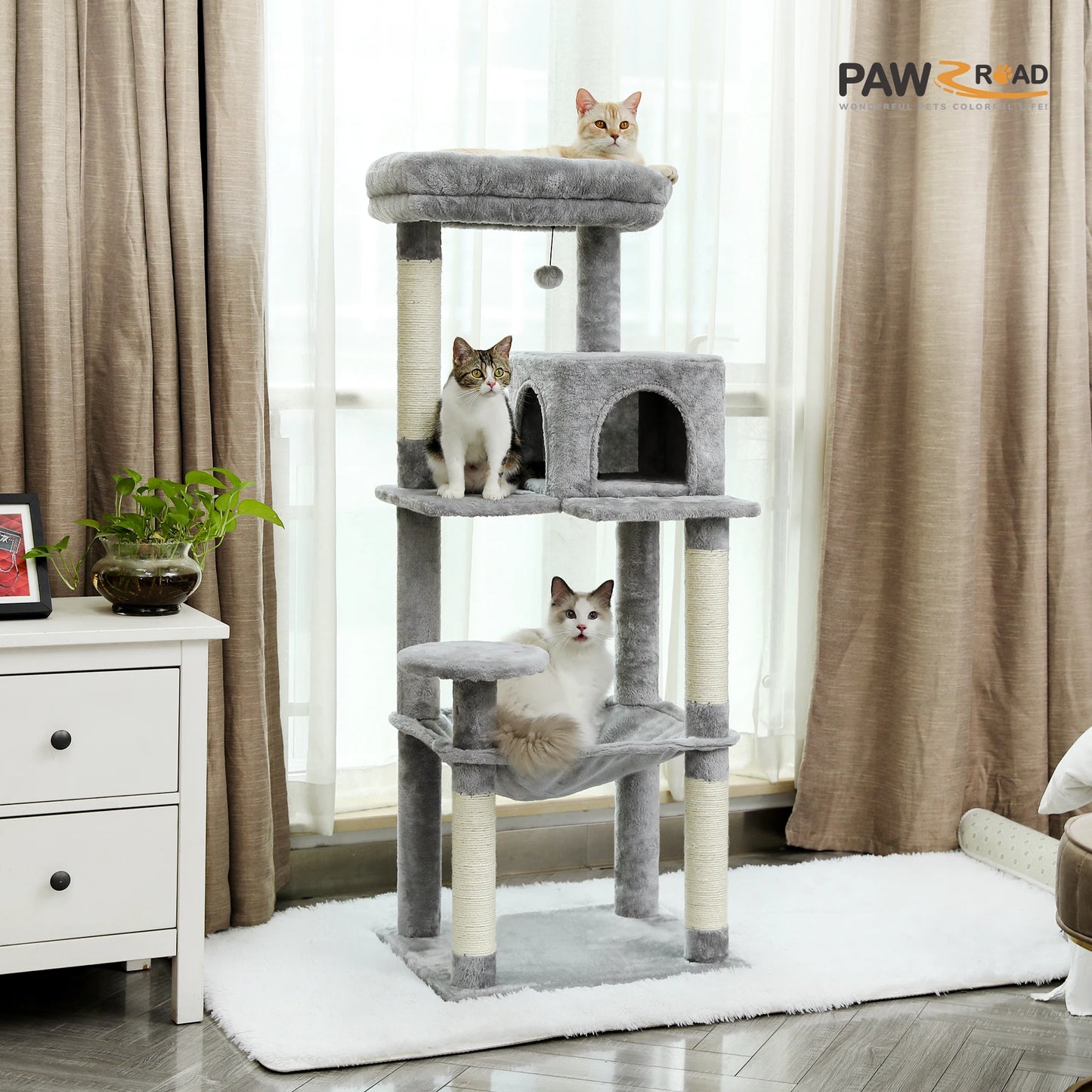 PAWZ Road Five Tier Cat Tree for Indoor Large Cats