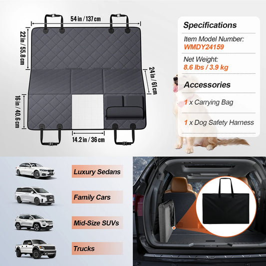 SucceBuy Back Seat Extender For Dogs Dog Hammock Car Seat Cover Waterproof
