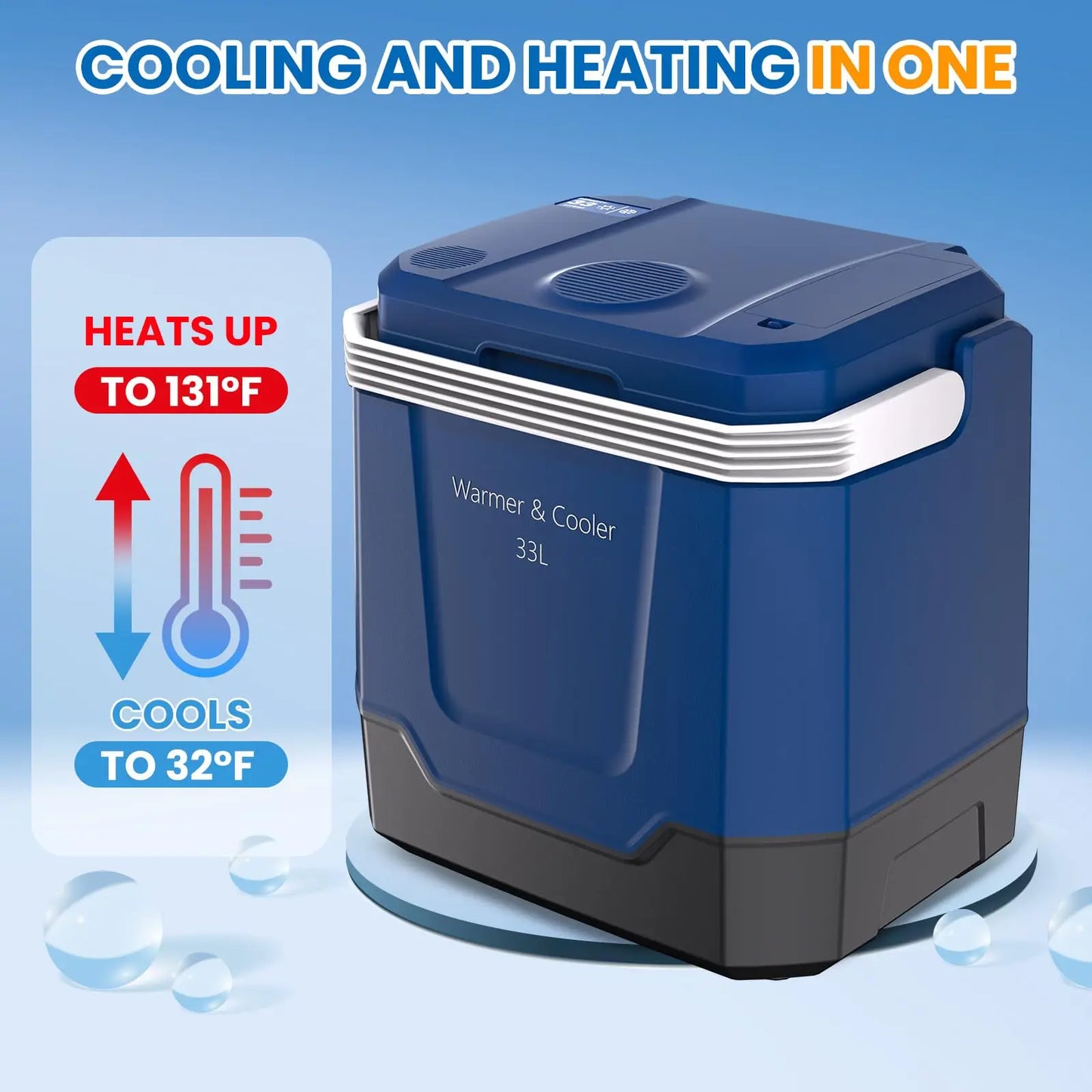 35 Quart Electric Cooler Warmer 12V Car Refrigerator 33L Plug In Cooler With 110V AC 12V DC Auto Lock Handle For Car Truck Home