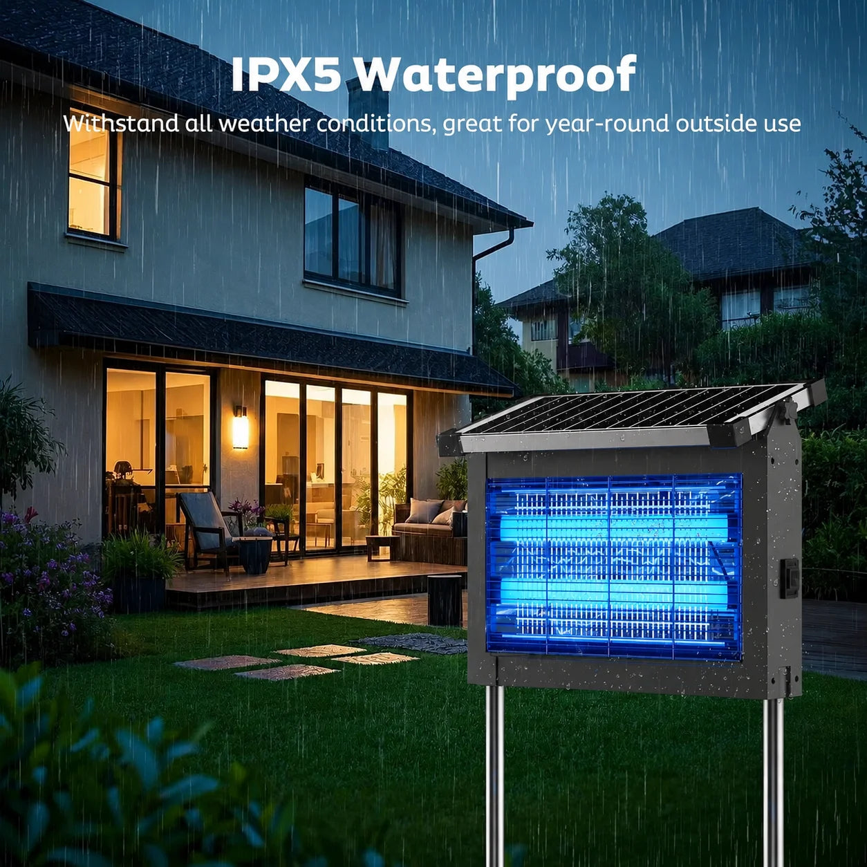 Solar Bug Zapper Outdoor Rechargeable Mosquito Killer With Solar Panel