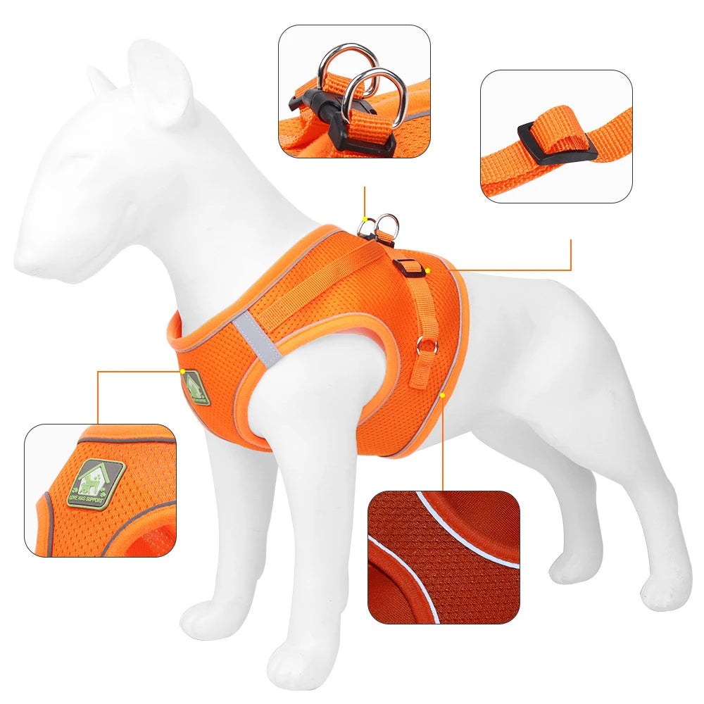 Dog Harness Vest Reflective Breathable Polyester For All Dogs