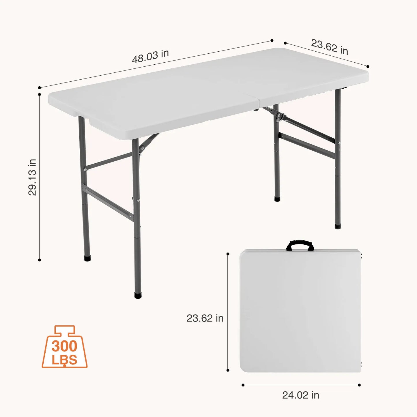 JHK 4/6/8 FT Portable Folding Outdoor Indoor Table Heavy Duty Foldable Table with Carrying Handle Safety Lock For Camping Picnic Dining