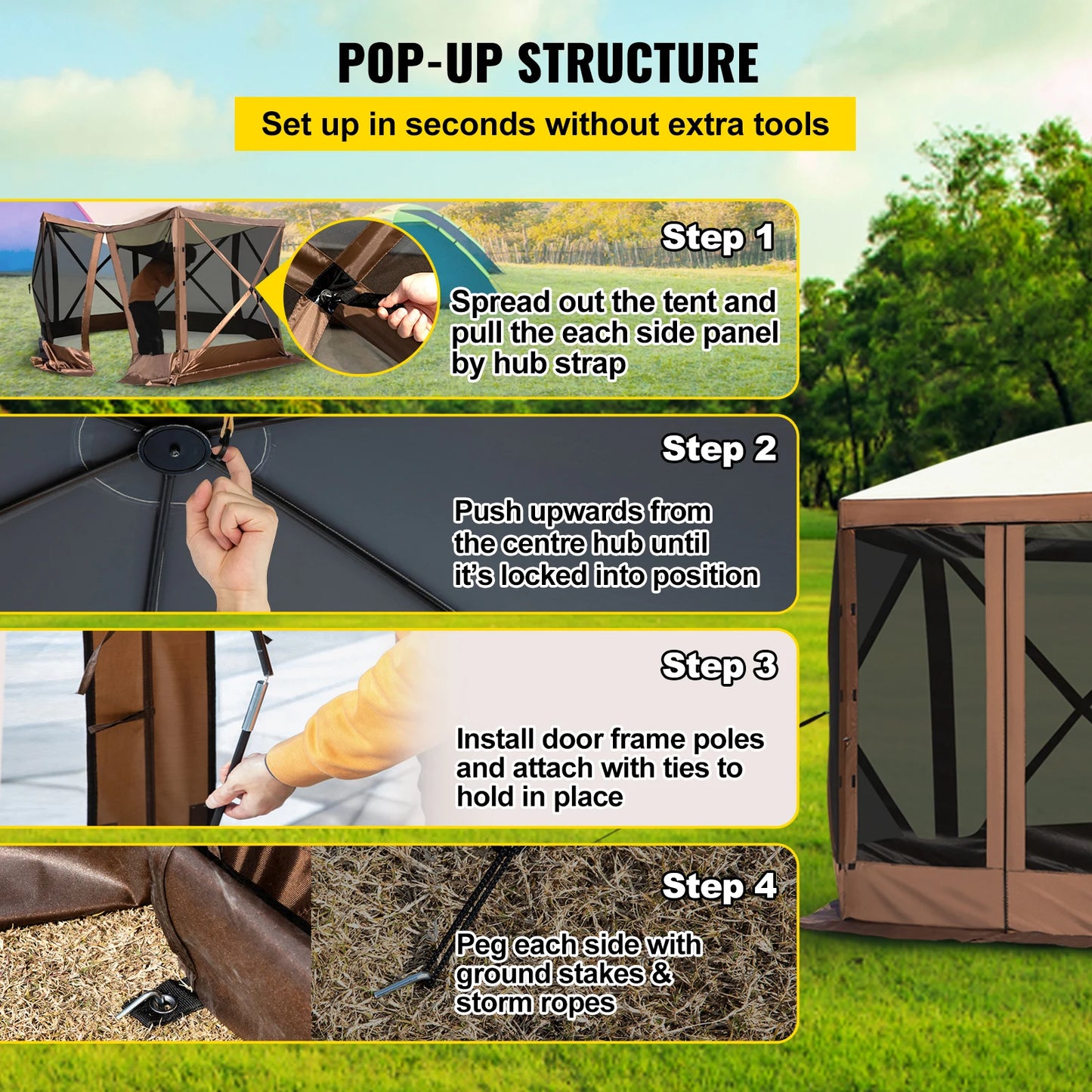 SucceBuy Pop Up Camping Gazebo Shelter For Outdoor Shade And Tents