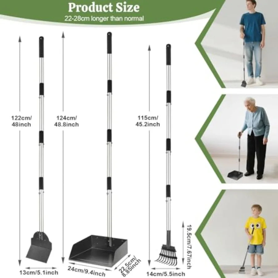 Dog Pooper Scooper Stainless Steel Long Handle With Large Tray