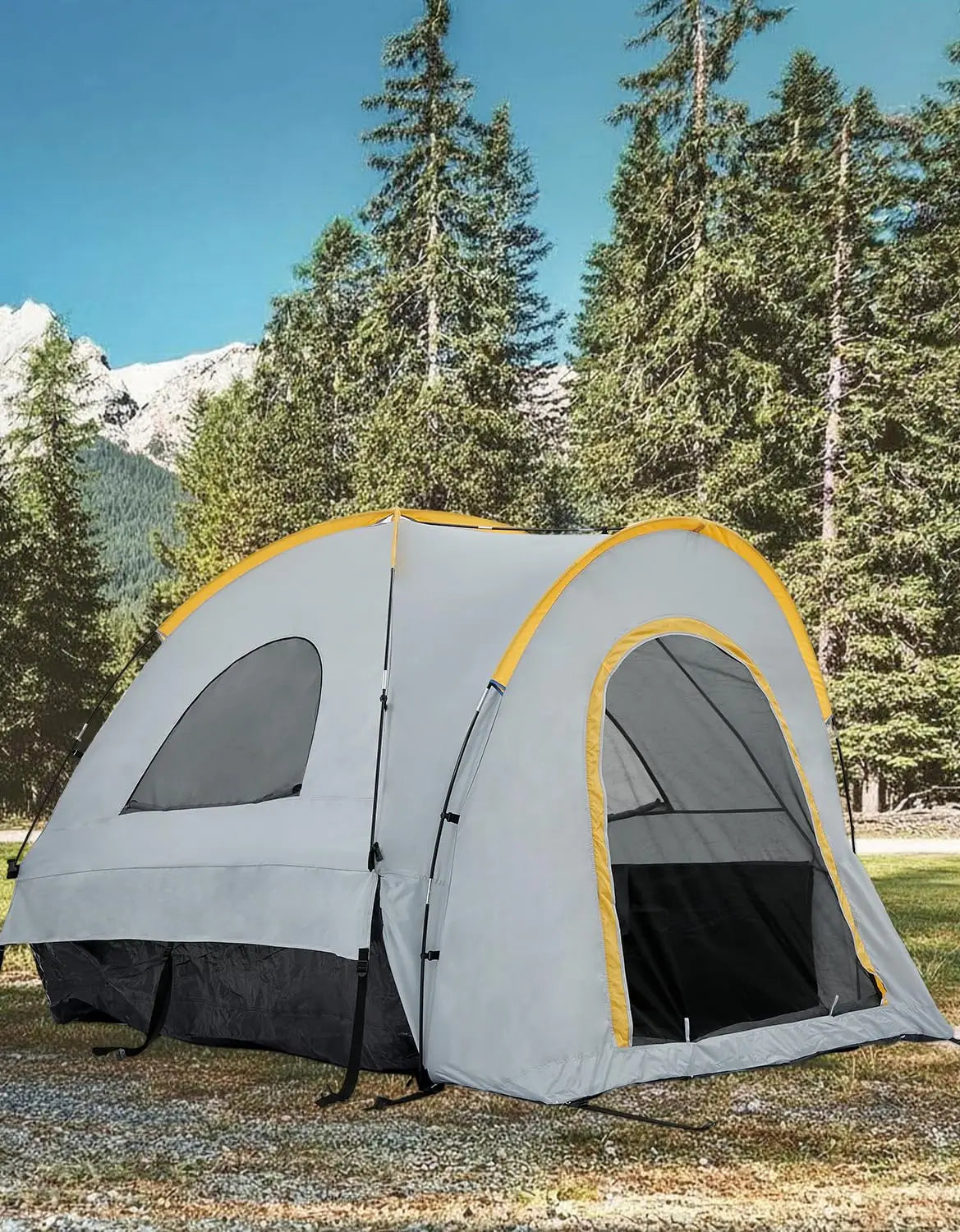 Waterproof Double Layer Pickup Truck Bed Tent with Awning – Portable Camping Shelter for 2–3 Persons, Fits 5–8.2 ft Beds – Compatible with Chevrolet Silverado 1500, F150, Ram 1500 – Includes