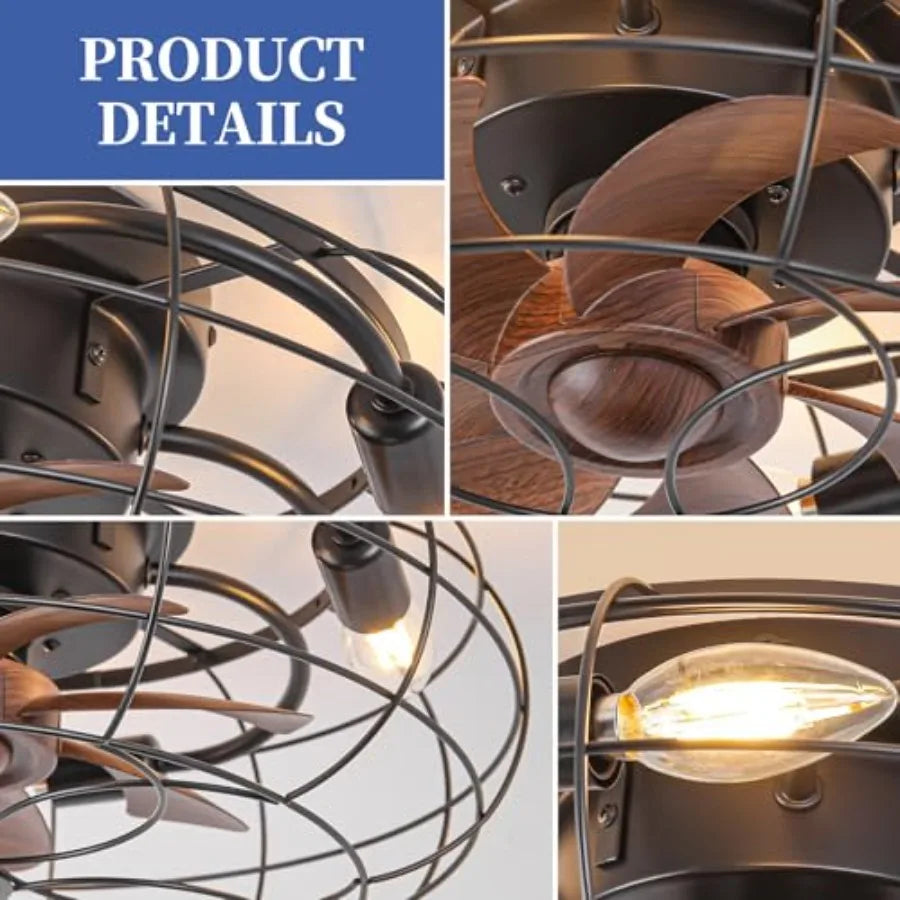 Outdoor Ceiling Fan With Lights And Remote Flush Mount Rustic