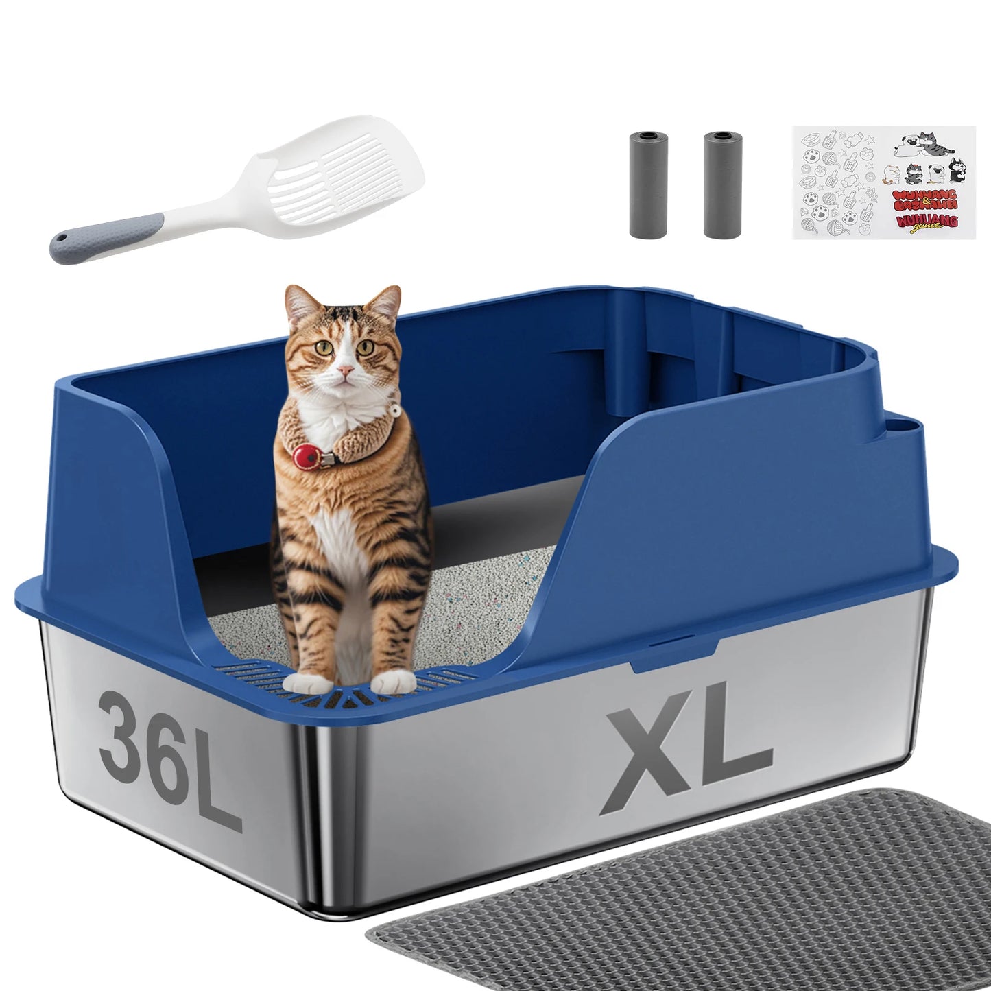 Stainless Steel Cat Litter Box With Lid Leak Proof Splash Proof