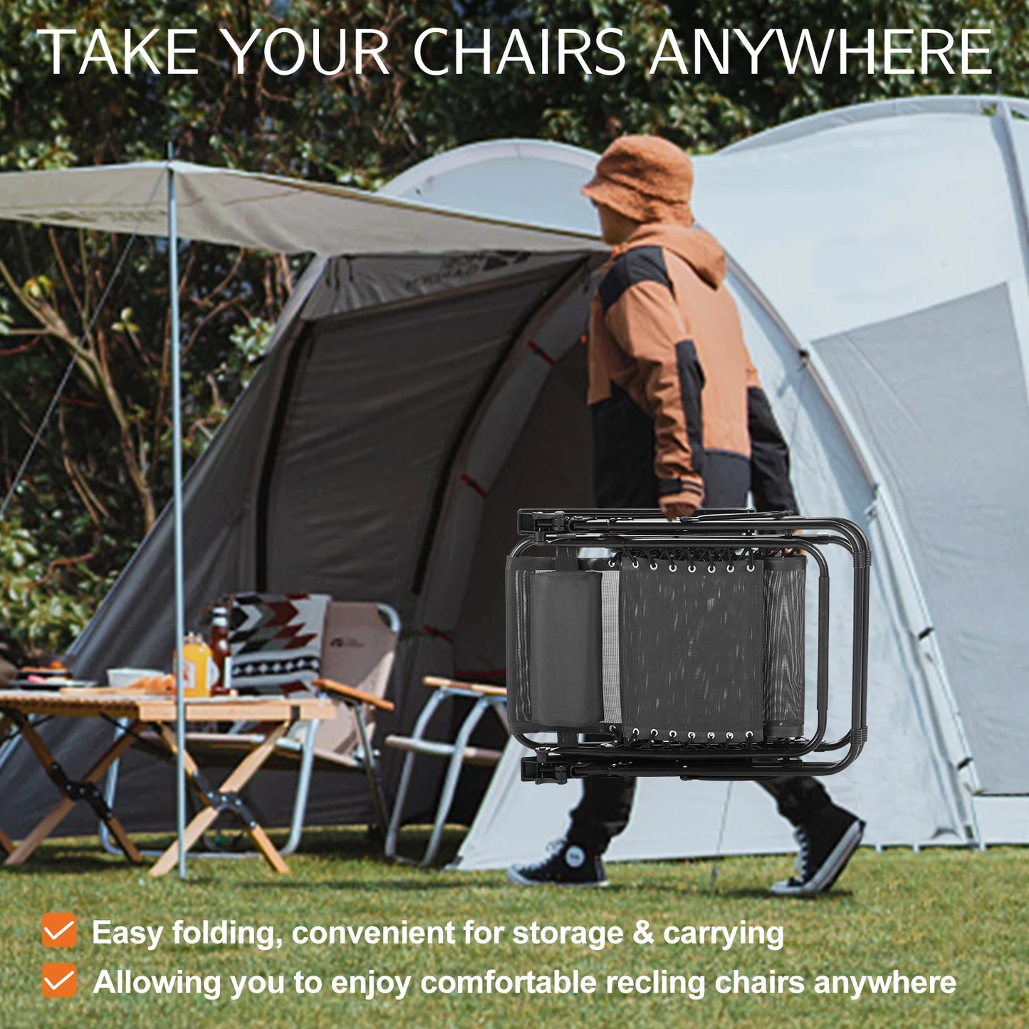 JHK Zero Gravity Recliner With Cup Holder Trays Pillow