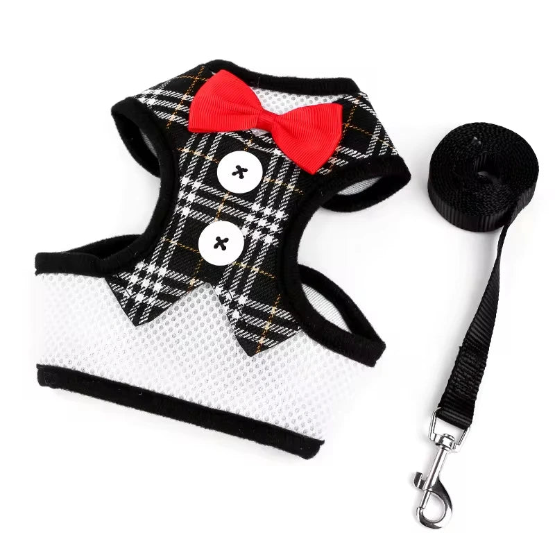 Elegant Bowtie Pet Harness Leash Set For Cats And Dogs