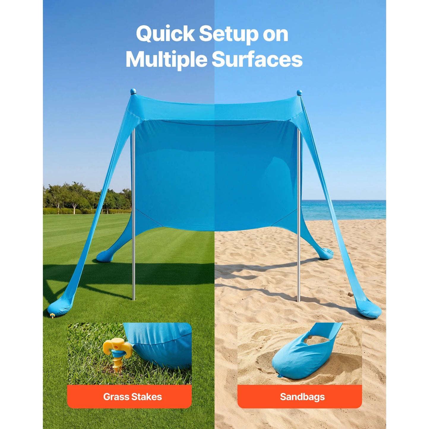 SucceBuy Beach Tent Sun Shelter UPF50+ Sun Protection Easy Pop Up Beach Canopy Portable Shade for Family Outings Camping Fishing
