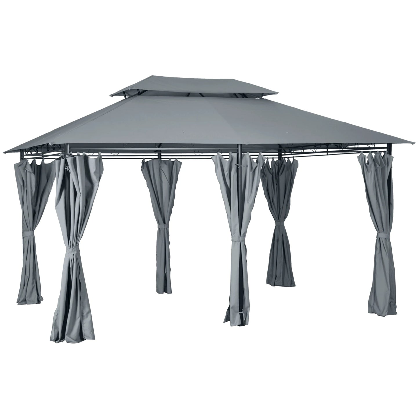 10'X13' Outdoor 2-Tier Vented Canopy Steel Gazebo Bbq Party Tent Shelter Shade
