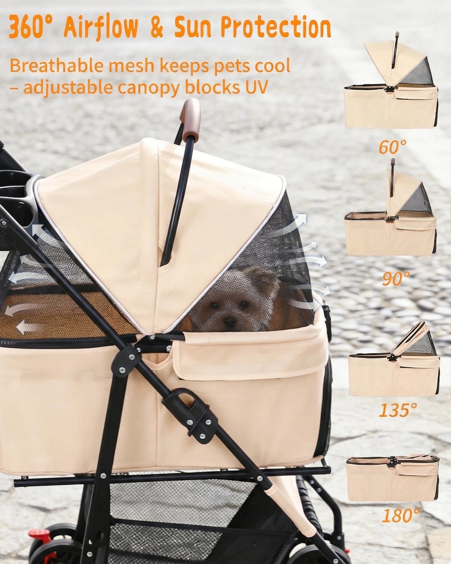 Cabusatly 2 In 1 Pet Stroller With Removable Carrier