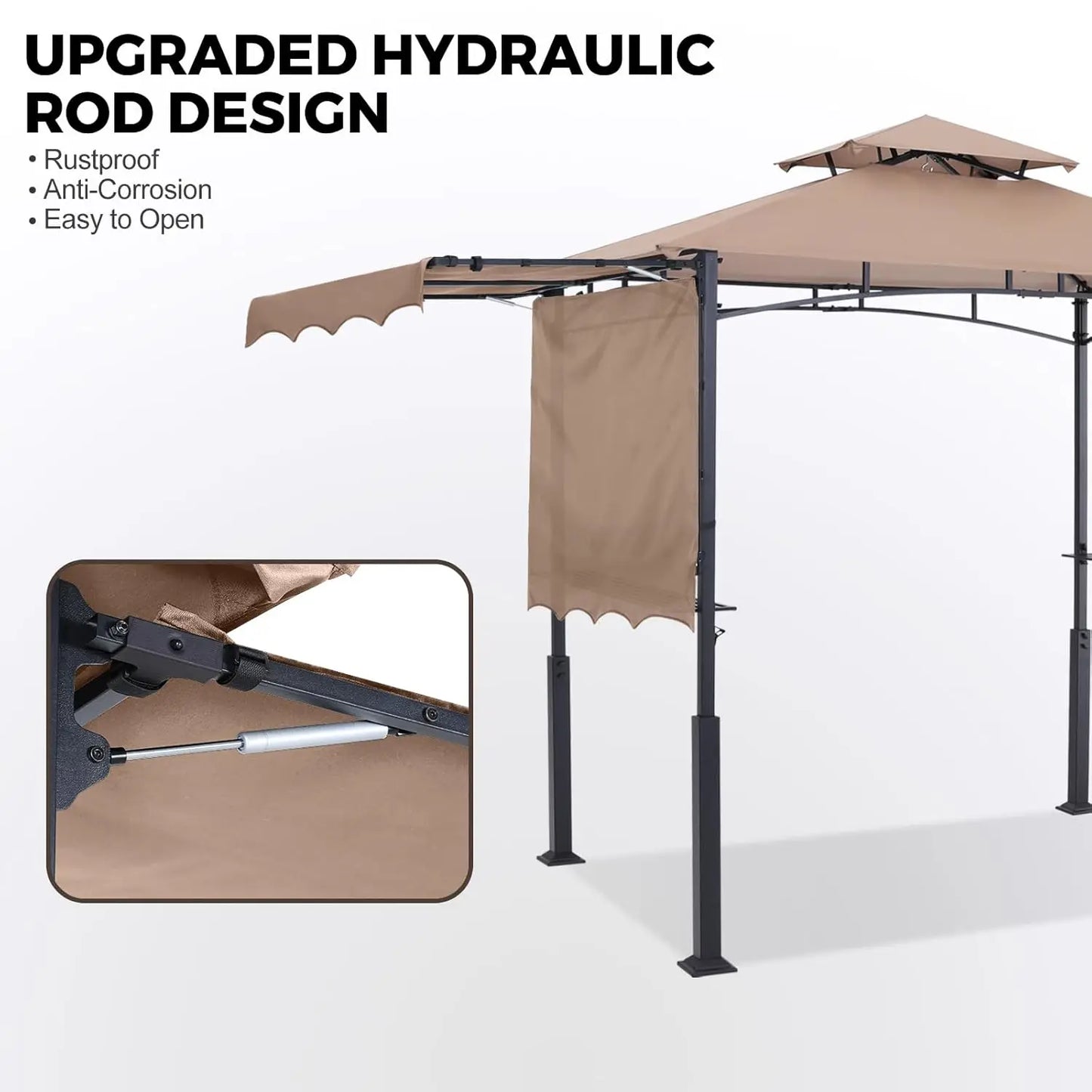Grill Gazebo with 3 Side Awnings - 14x5 Outdoor BBQ Canopy Shelter with 2 Led Lights for Patio Backyard Grilling, Customized