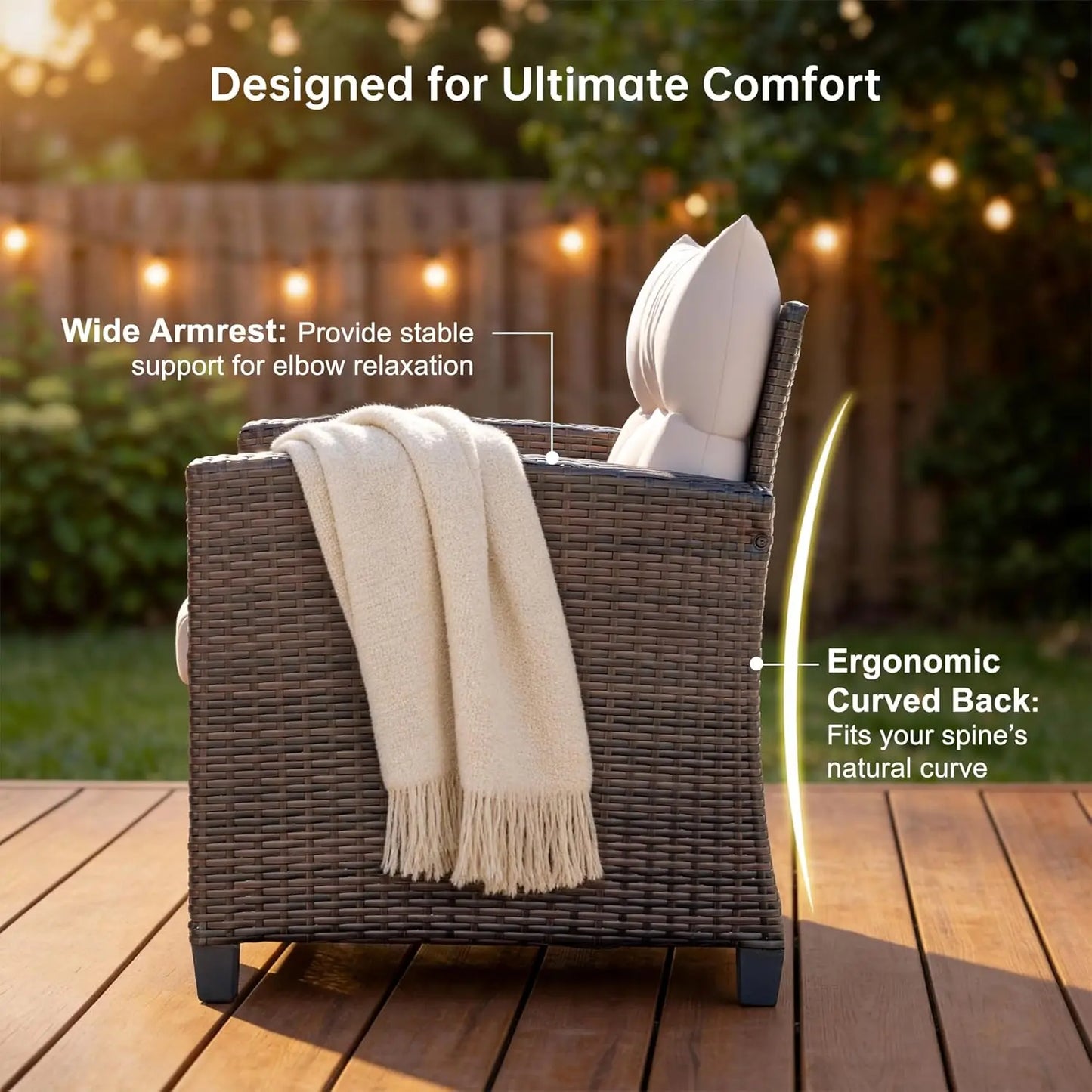 All-Weather PE Rattan 4-Piece Patio Conversation Set With Glass Table