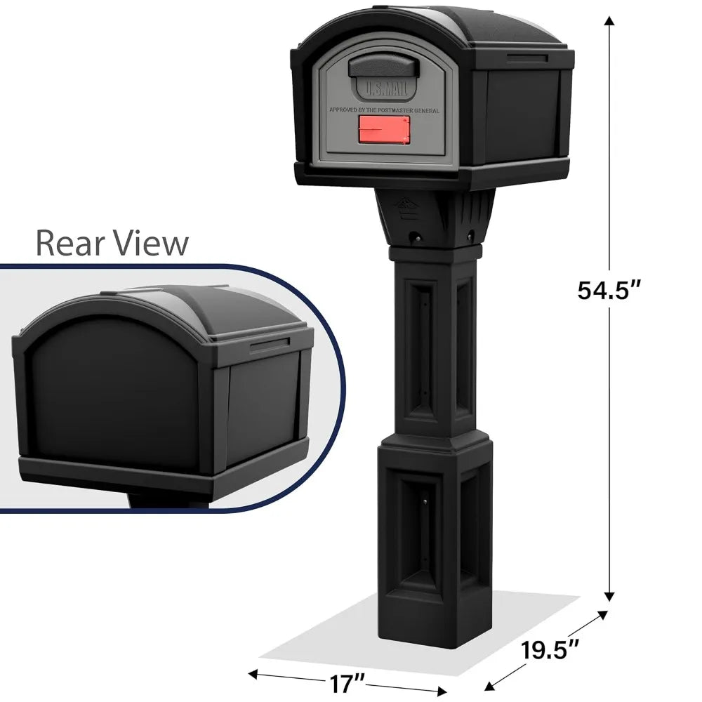 Extra Large Capacity Mailbox & Post Cover, Durable Double-Wall Weather-Resistant Outdoor T4 Size Black, Custom