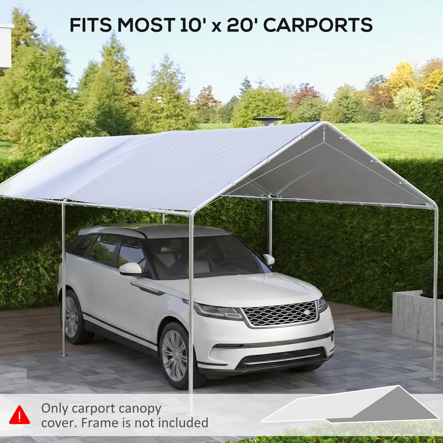 10' X 20' Carport Roof, Canopy Replacement Cover for 84C-159 Series, with Ball Bungee Cords, White