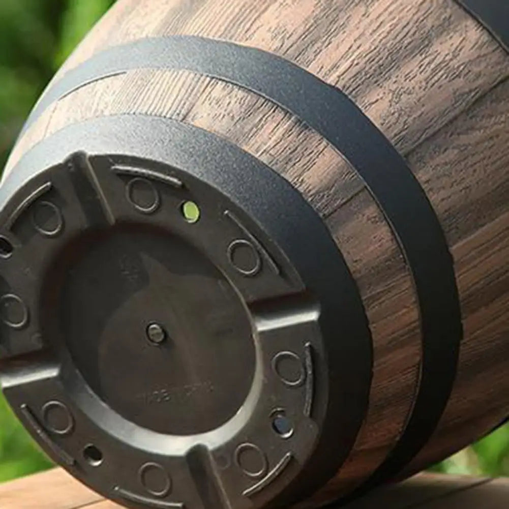 Rustic Faux Wood Whiskey Barrel Garden Planter With Drainage Holes