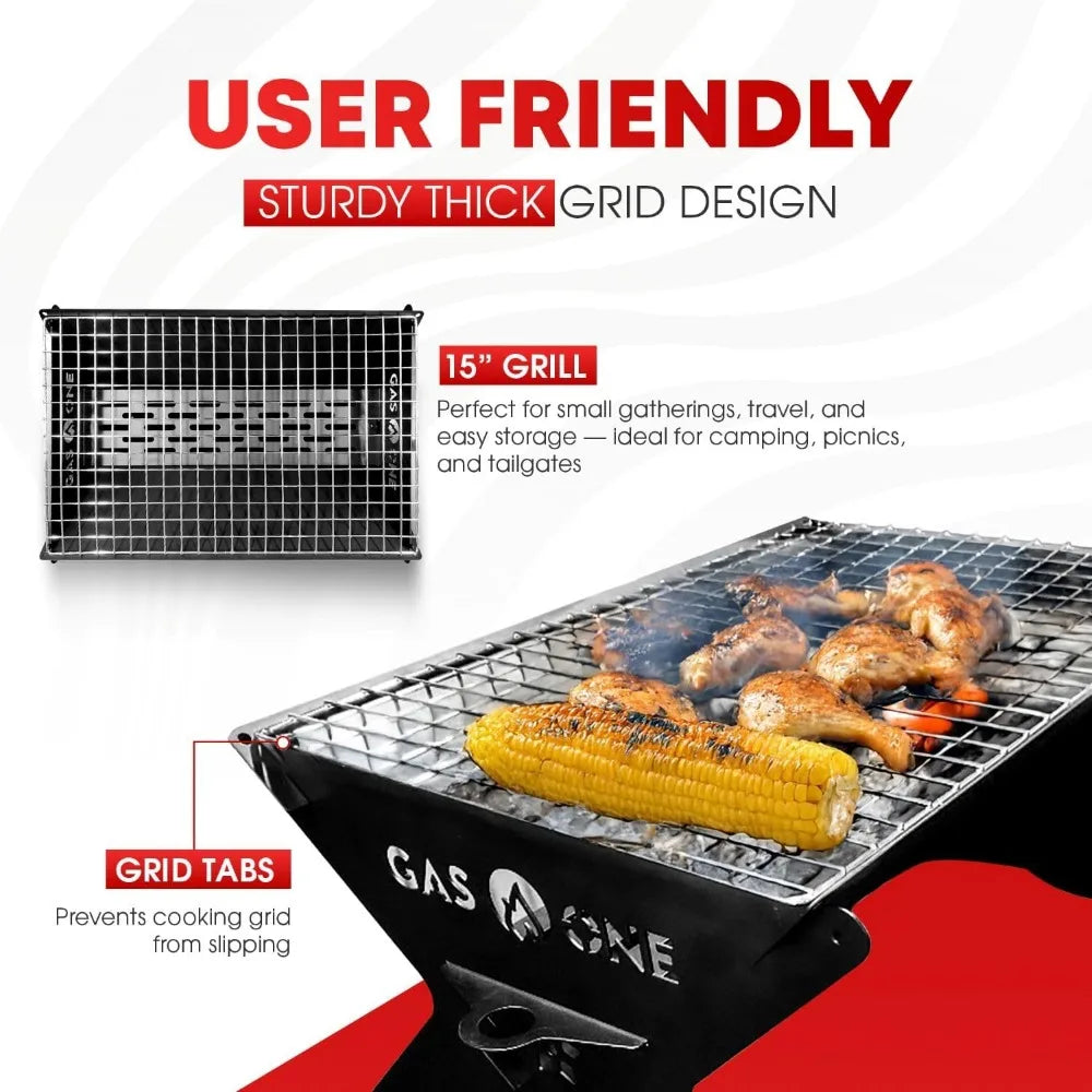 NBVCX Foldable Charcoal Grill Portable Camping Fire Pit Patio