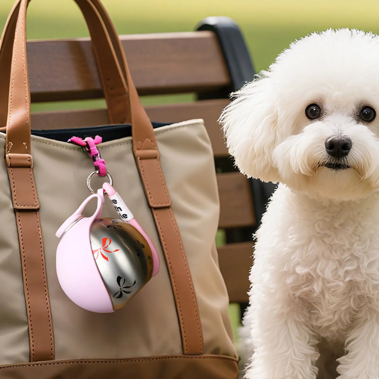Portable Dog Water Bottle With Silicone Bowl Stainless Steel
