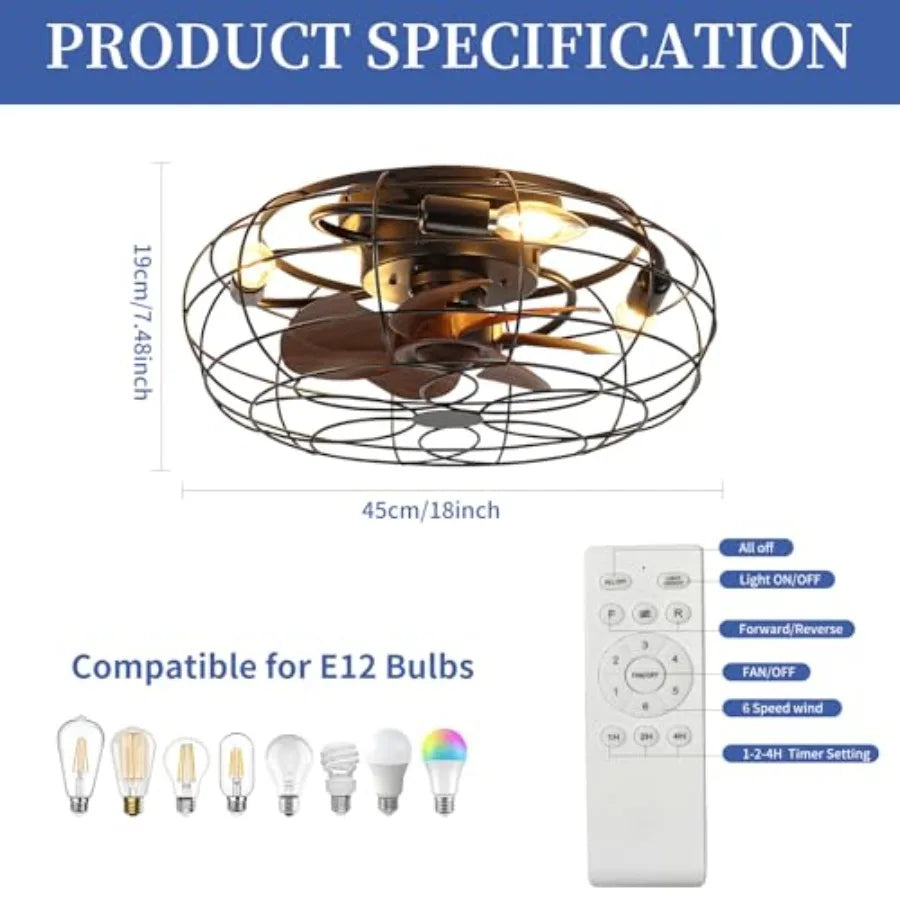 Outdoor Ceiling Fan With Lights And Remote Flush Mount Rustic