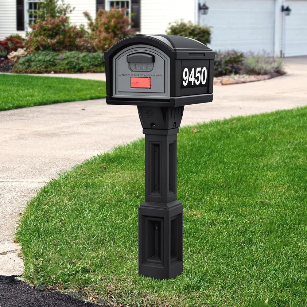 Extra Large Capacity Mailbox & Post Cover, Durable Double-Wall Weather-Resistant Outdoor T4 Size Black, Custom
