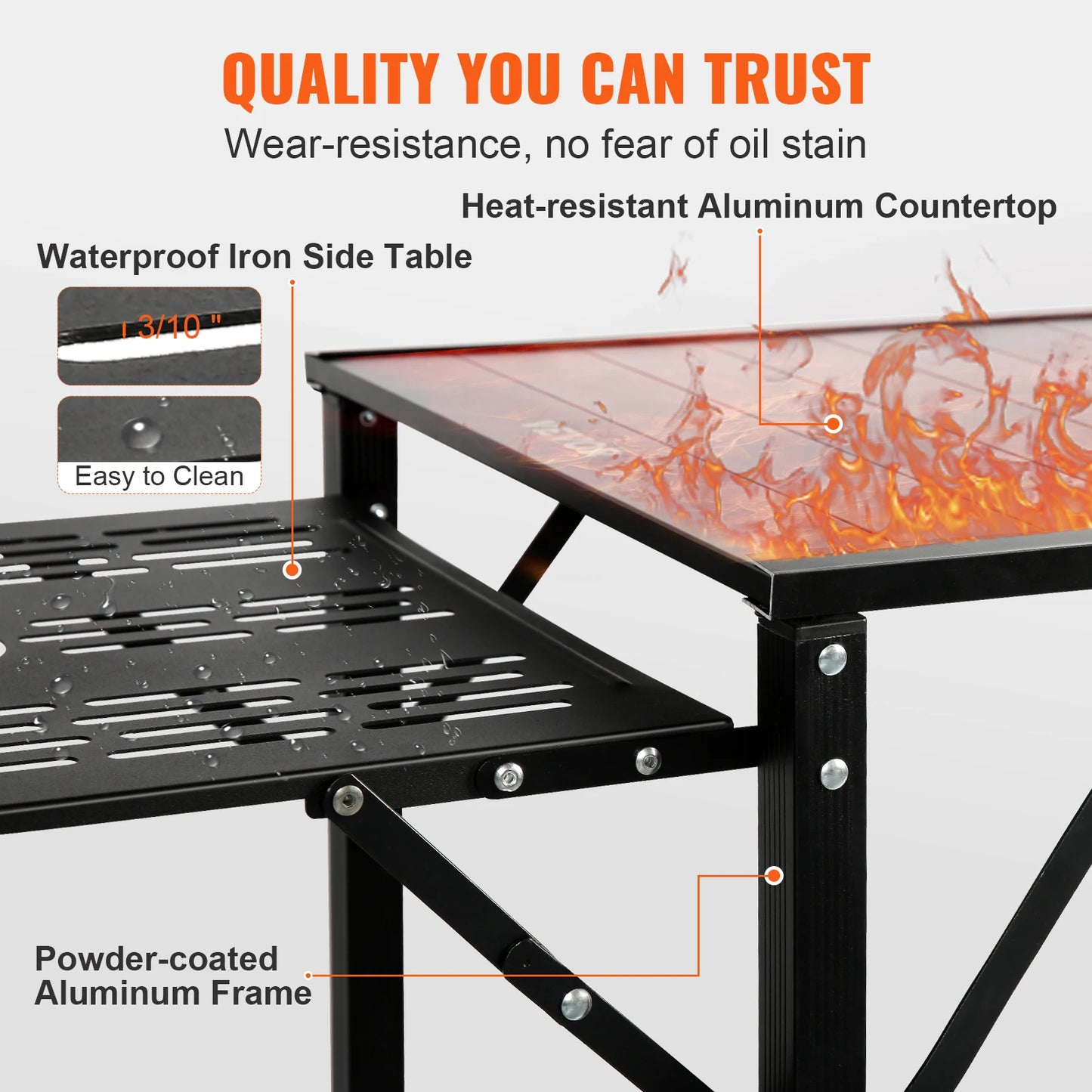 SucceBuy Camping Kitchen Table Folding Portable Cook Station Outdoor Picnics BBQ