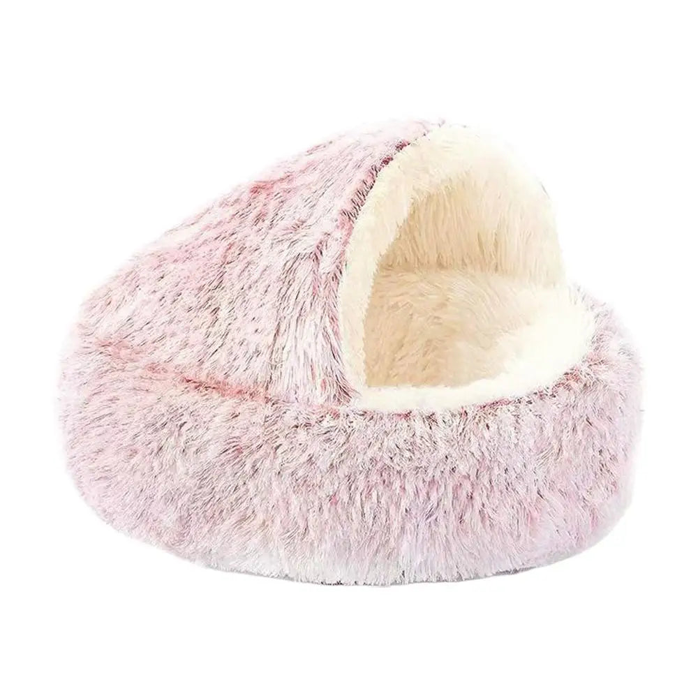 Winter Plush Cat Bed Round Cushion Nest For Pets Warm