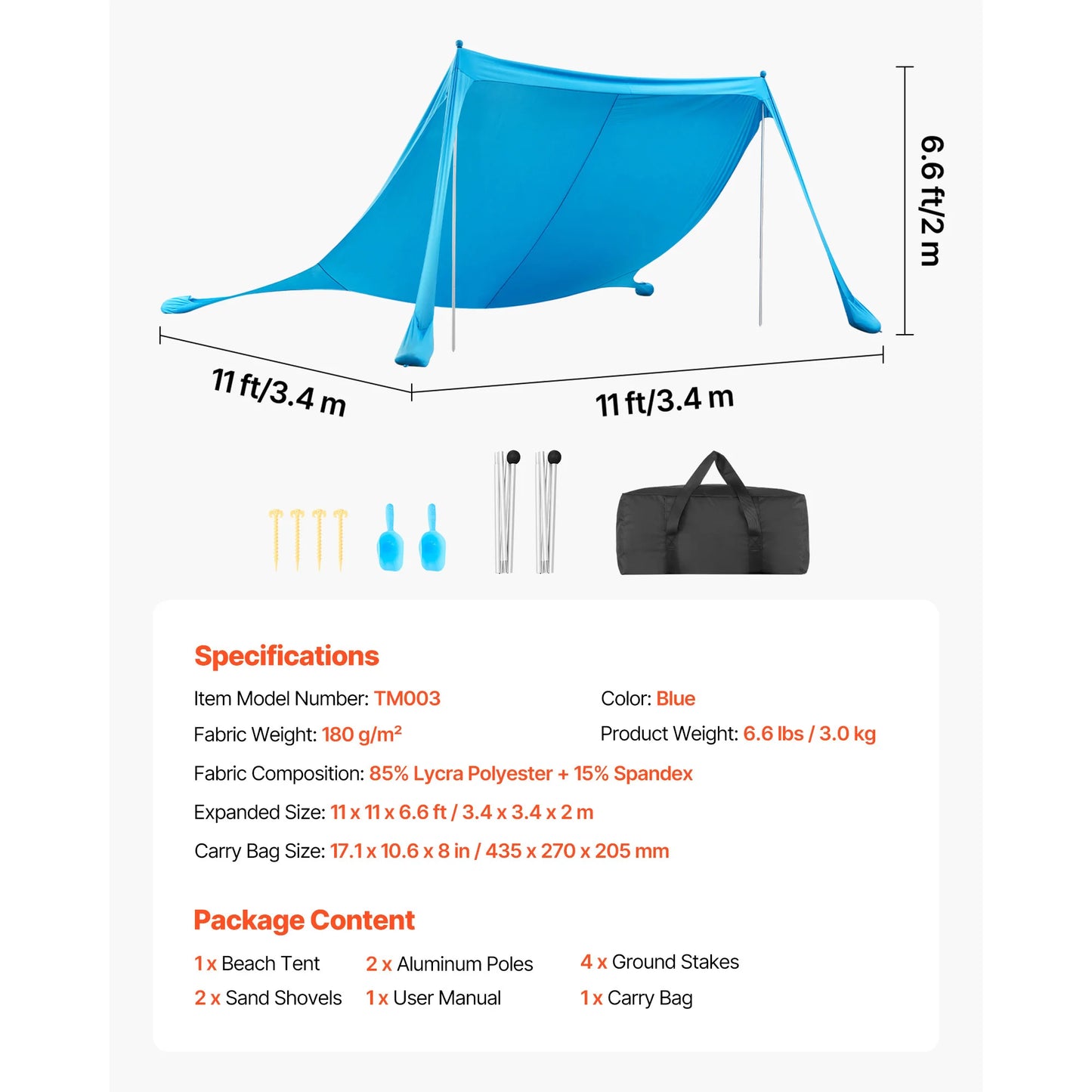 SucceBuy Beach Tent Sun Shelter UPF50+ Sun Protection Easy Pop Up Beach Canopy Portable Shade for Family Outings Camping Fishing