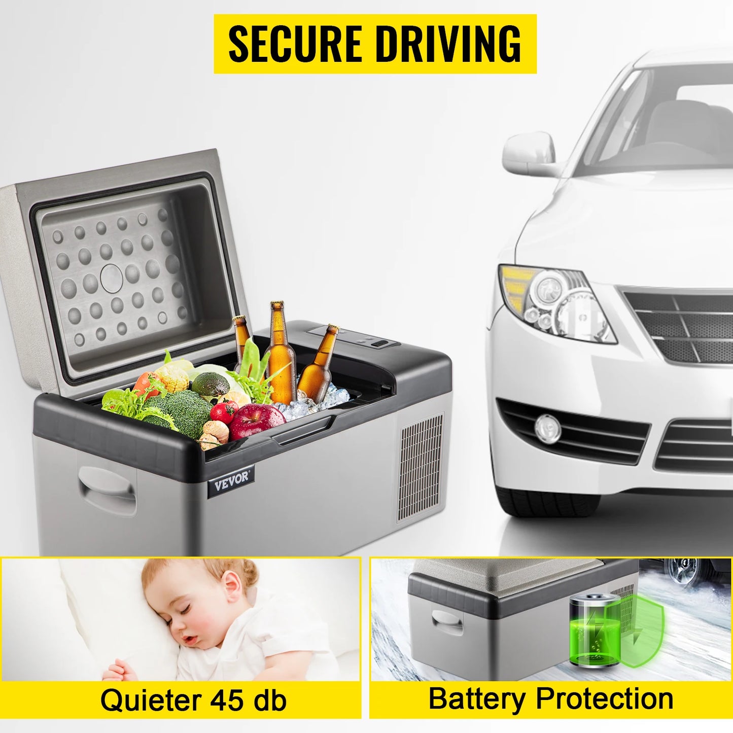 SucceBuy 15L - 55L Car Refrigerator Mini Fridge Freezer Portable Compressor Cooler DC 110-240V Ice Box for Camping RV Travel