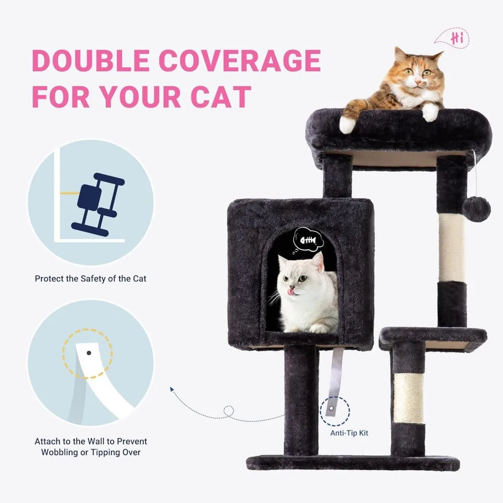 NBVCX Cat Tree Tower With Plush Perches, Condos, Sisal Scratching Posts