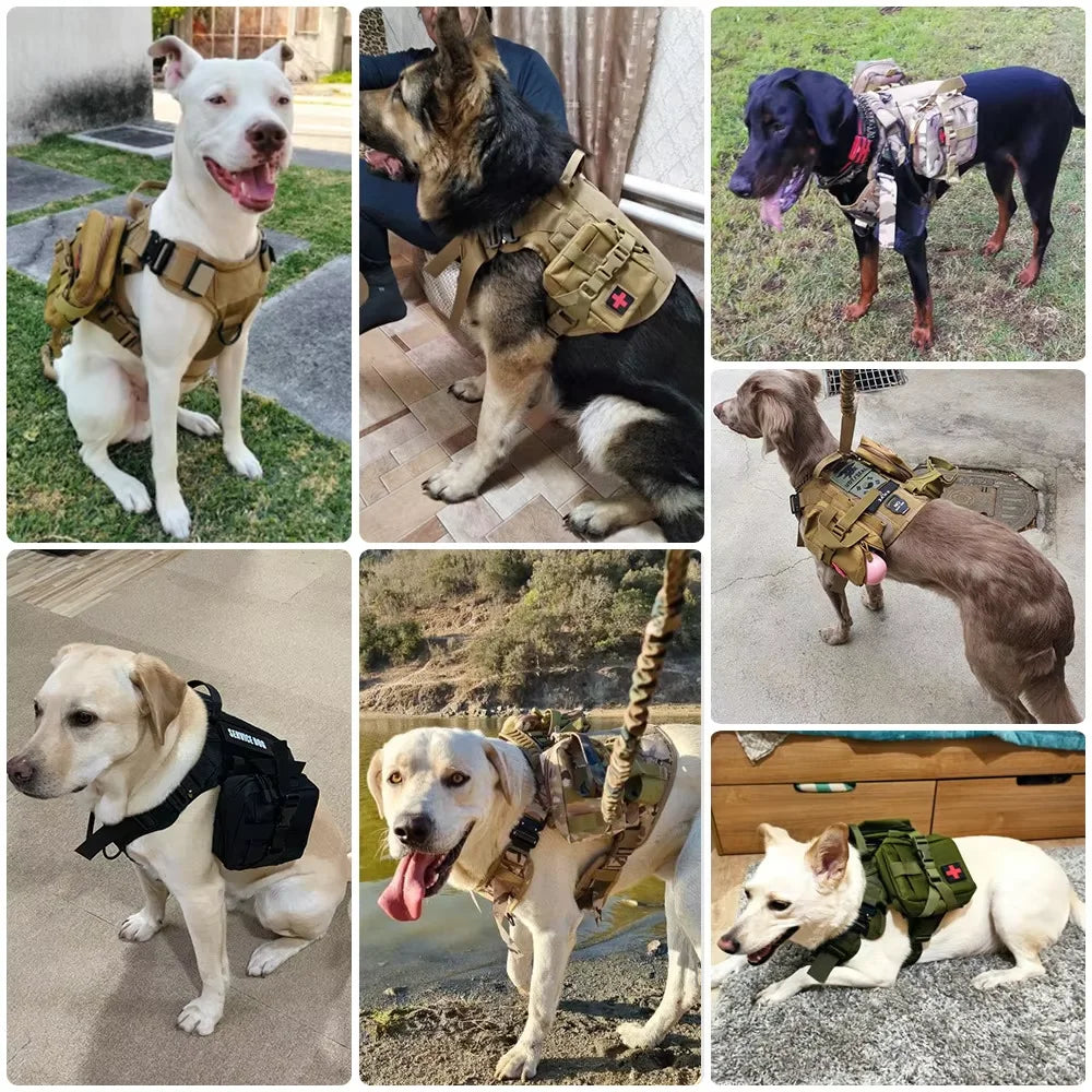 Dog Tactical Bags Set With MOLLE Pouches For Harness Attachments