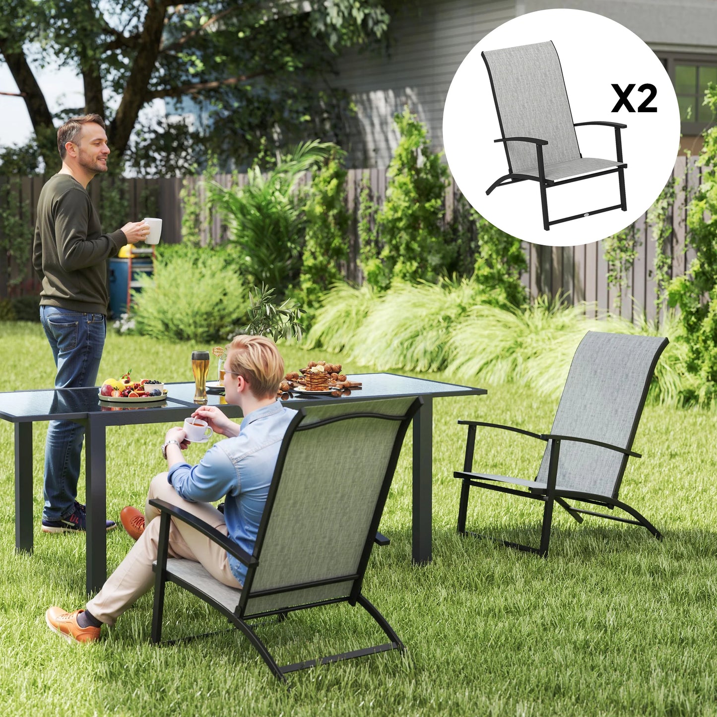 Folding Patio Chairs Set Of 2 Portable Camping Chairs