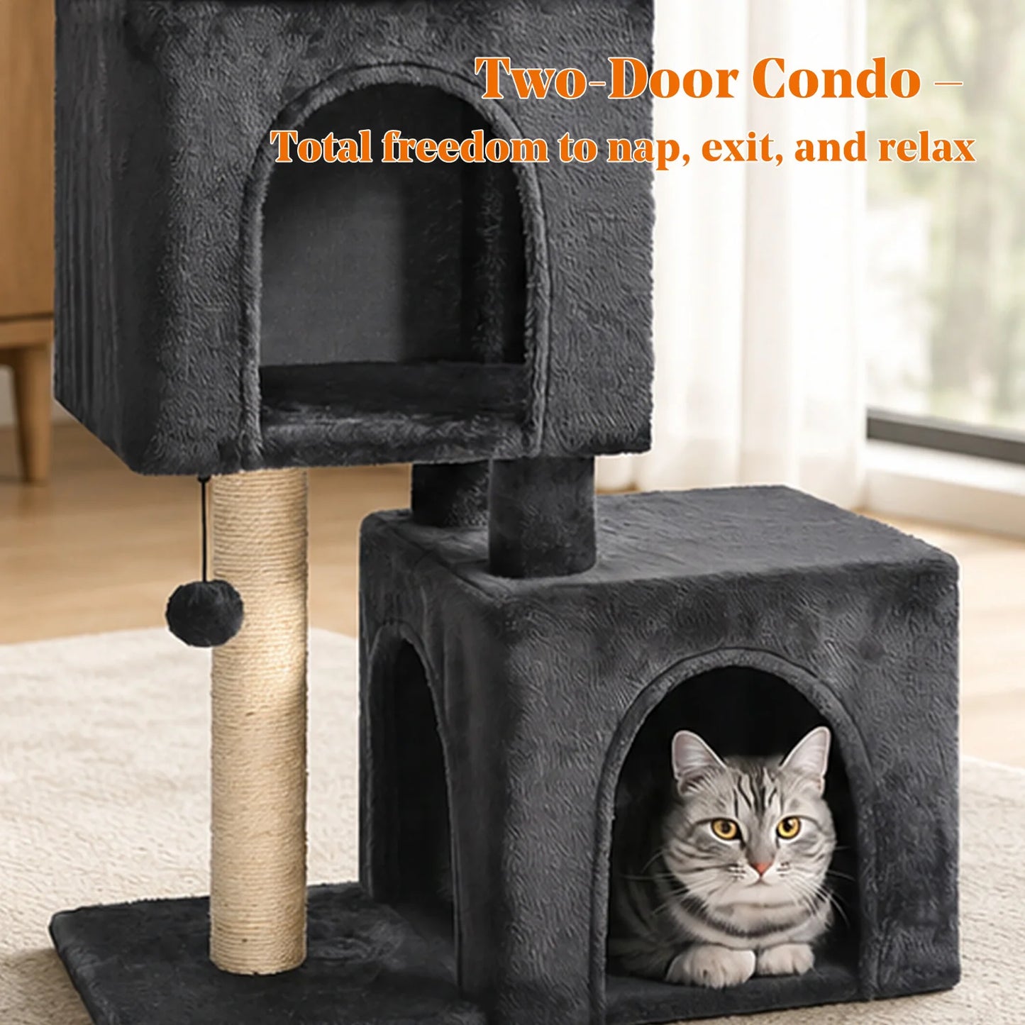 PAWZ Road Cat Tree With Cozy Condos And Scratching Post