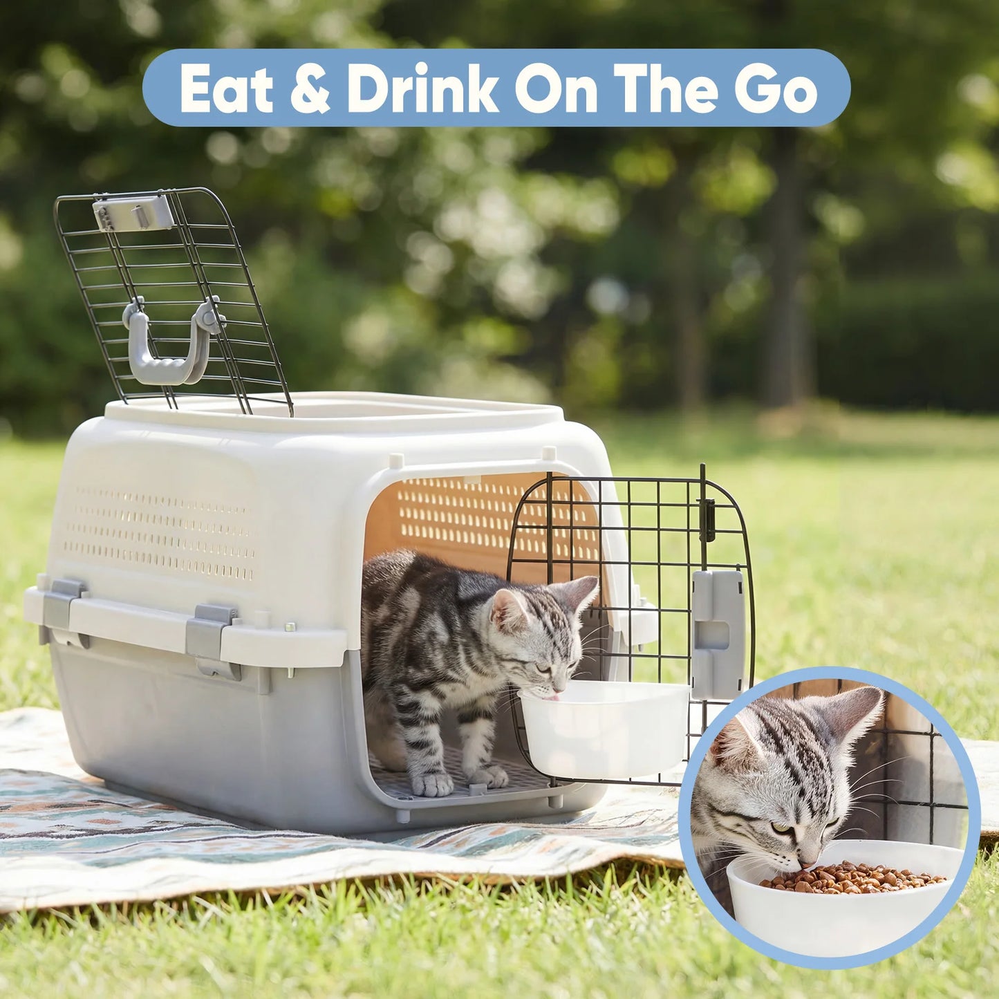 JHK Pet Carrier For Small Dogs Cats Top Load WireDoor