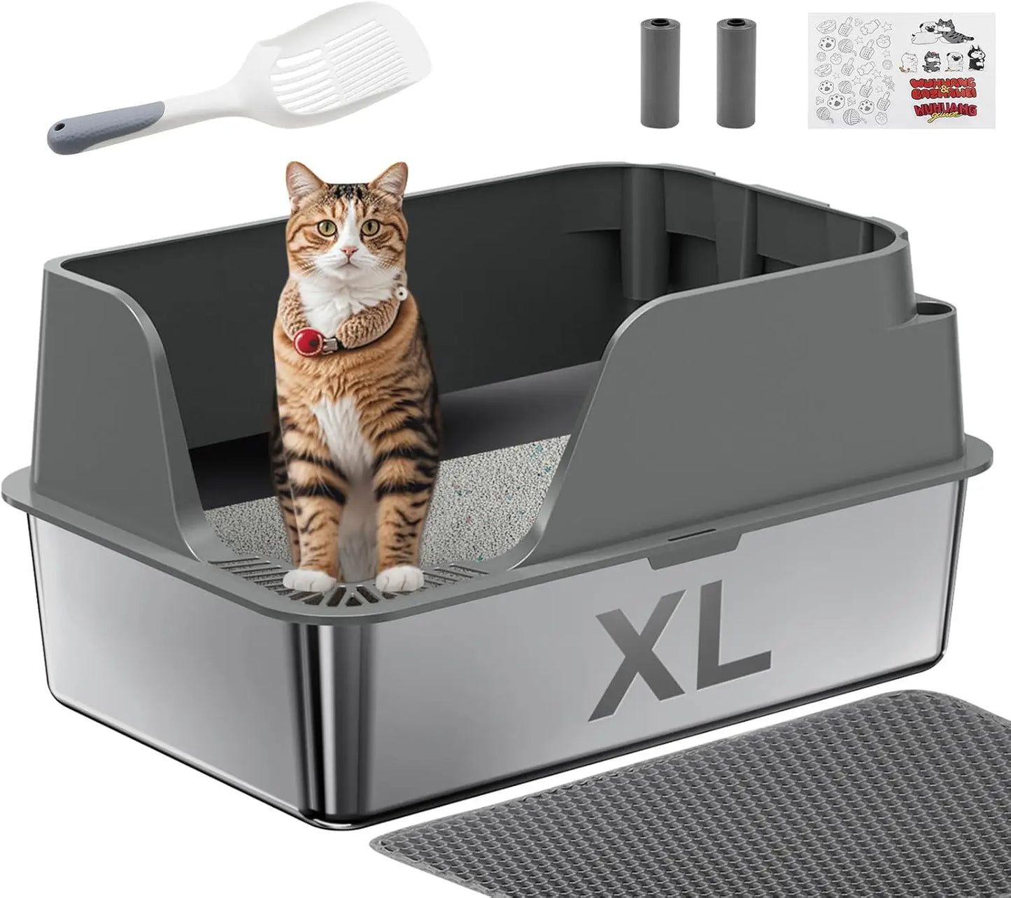 Stainless Steel Cat Litter Box With Lid Leak Proof Splash Proof