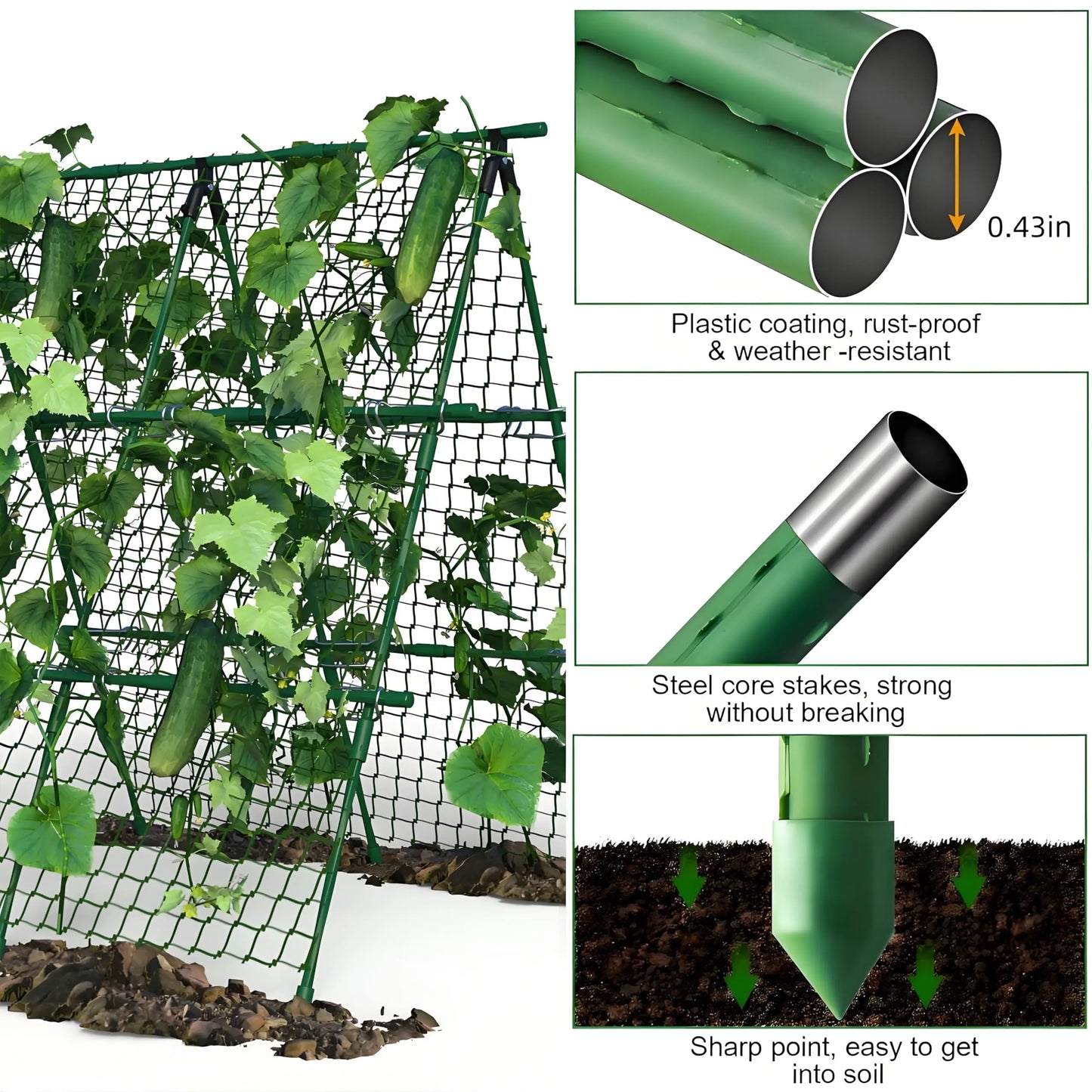 HiMISS Raised Bed Trellis A-Frame Garden Netting for Climbing Vegetables