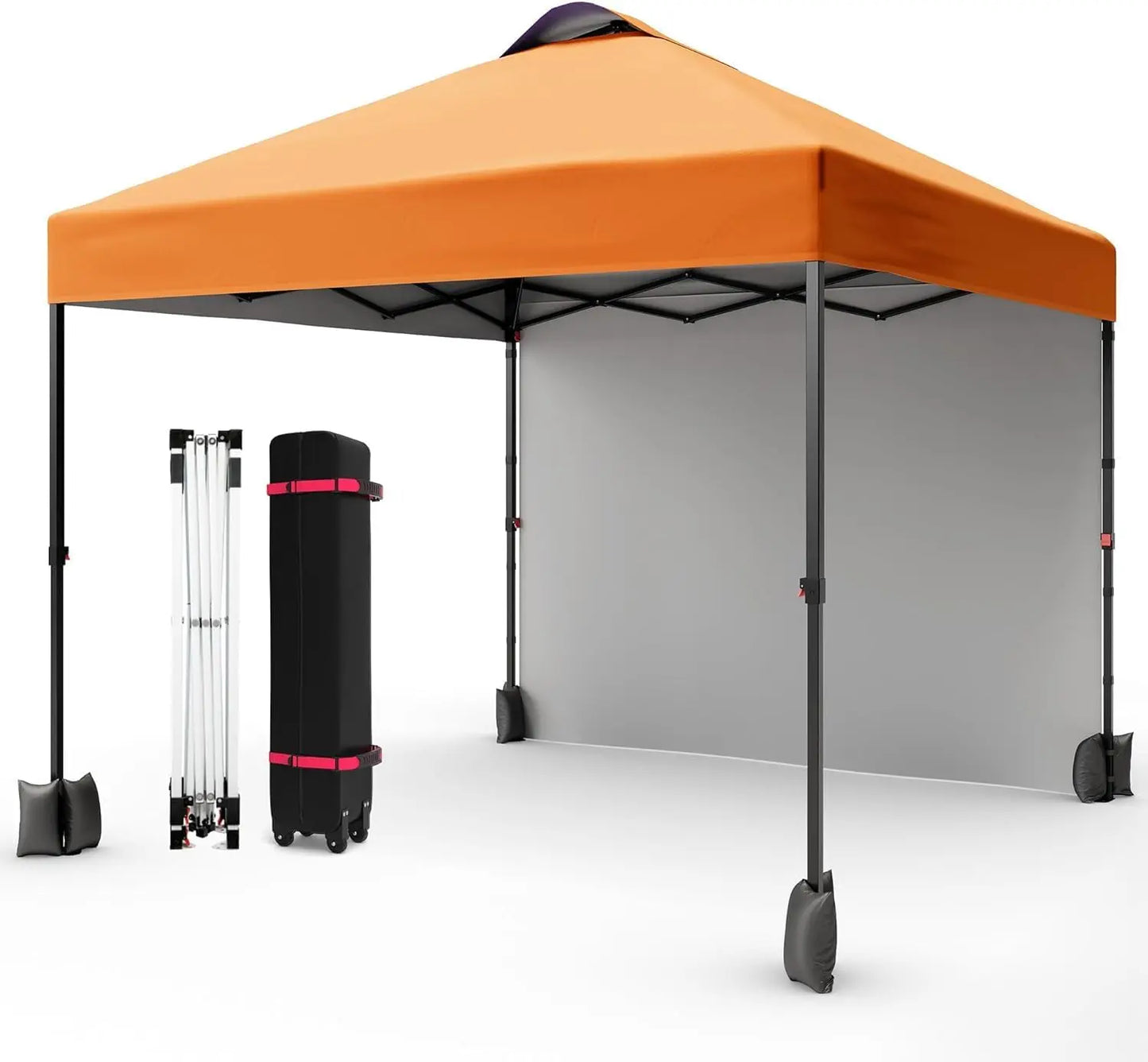 10x10FT Pop Up Gazebos Canopy Tent with Removable Sidewall, One-Push Instant Setup Outdoor Canopy Shelter with Vented Roof, Roller Bag & Sandbags for Beach Camping Market