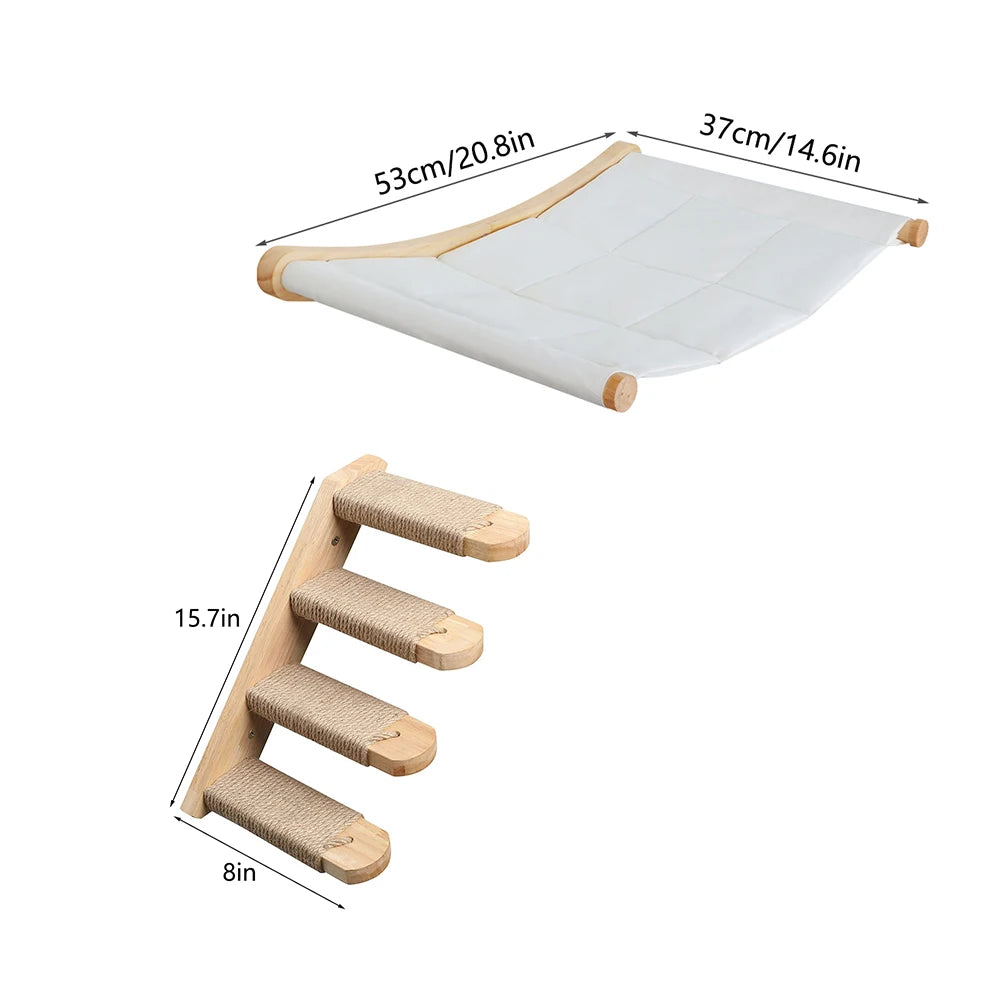 CWV Wall Mounted Cat Hammock Set With Climbing Shelves