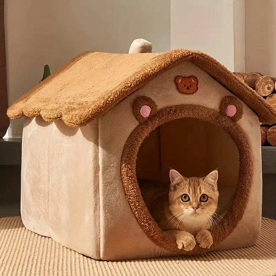 Foldable Pet House Removable Washable Bed for Cats and Dogs