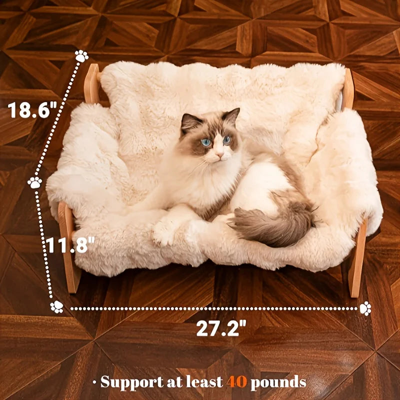 Raised Solid Wood Pet Couch Bed Elevates Cats And Dogs