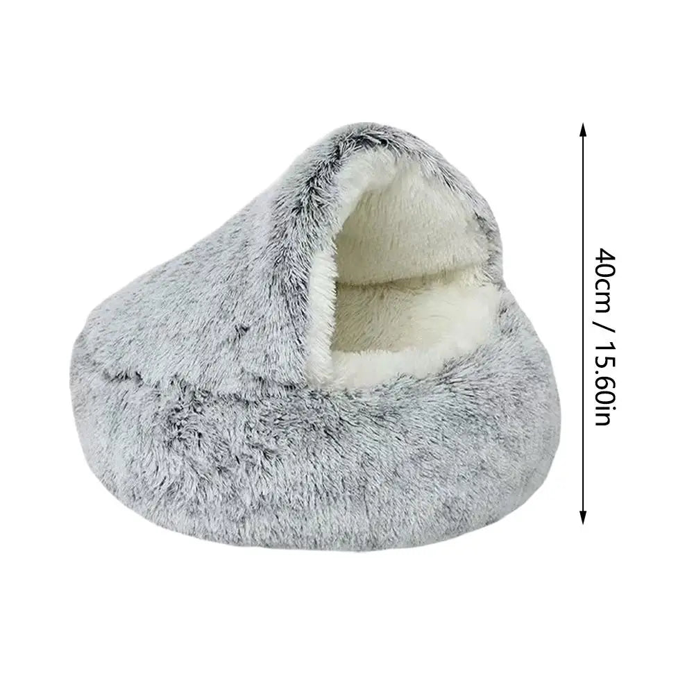 Winter Plush Cat Bed Round Cushion Nest For Pets Warm