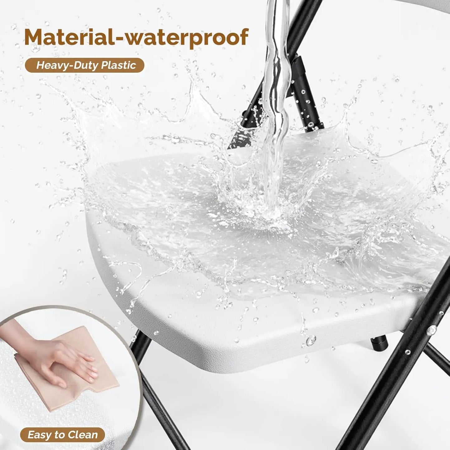 Plastic Folding Chairs With Portable Sturdy Steel Frame Indoor Outdoor