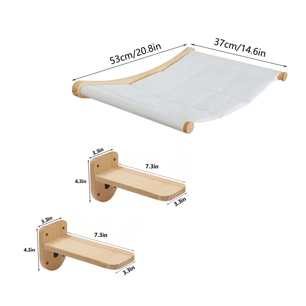 CWV Wall Mounted Cat Hammock Set With Climbing Shelves