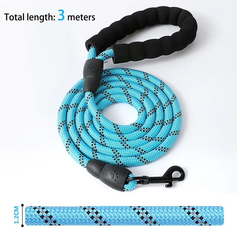 Nylon Reflective Foam Handle Leash For All Dogs Non Slip Adjustable