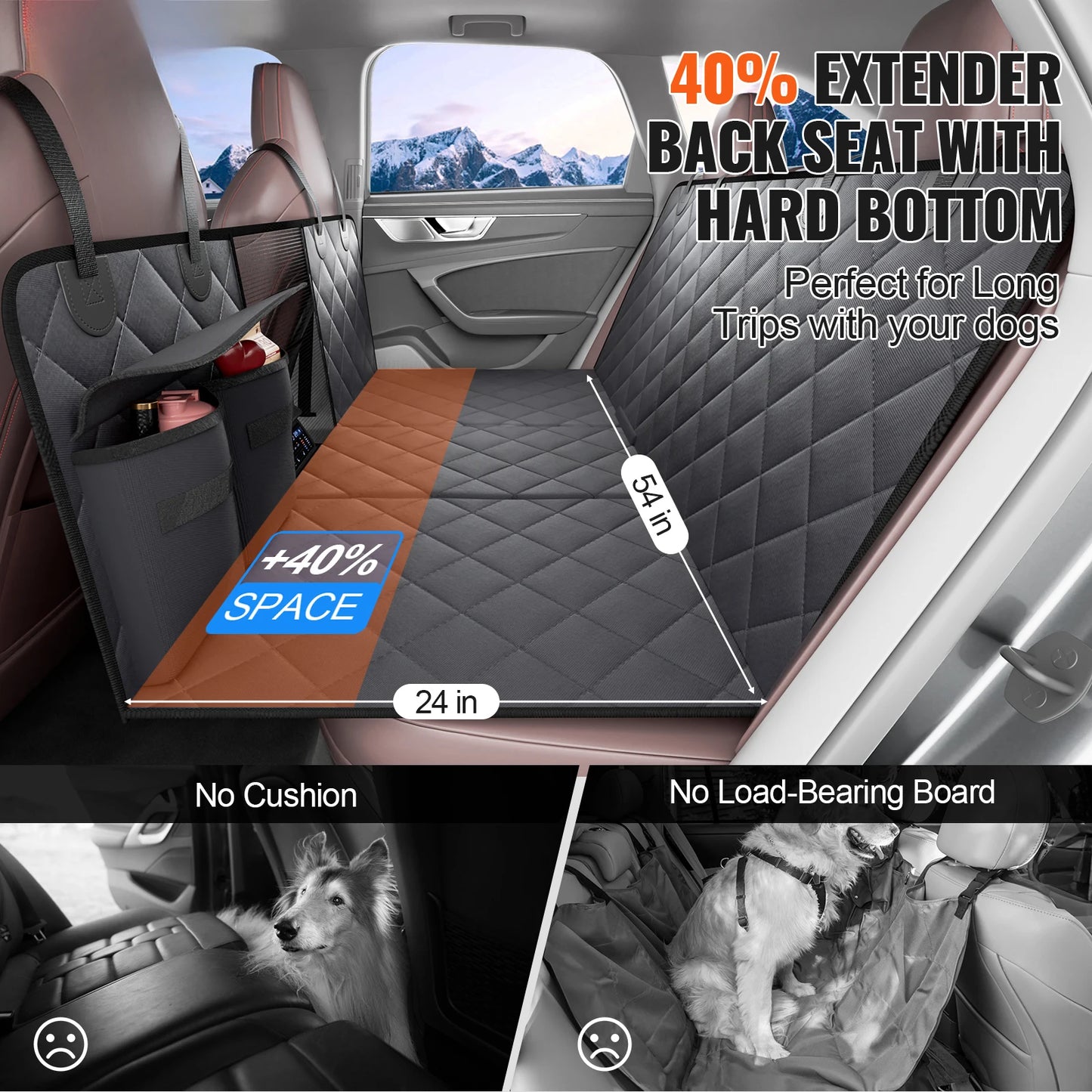 SucceBuy Back Seat Extender For Dogs Dog Hammock Car Seat Cover Waterproof