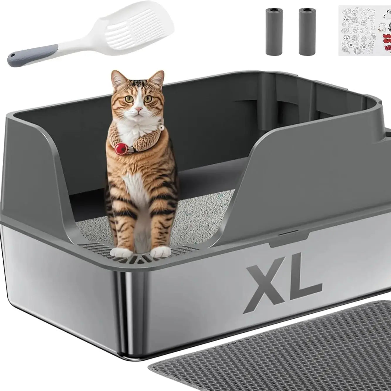 Stainless Steel Cat Litter Box With Lid Leak Proof Splash Proof