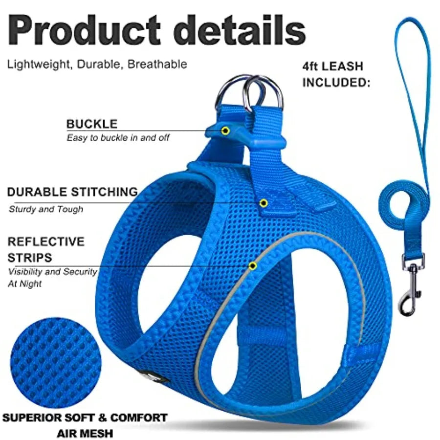 Comfy Dog Harness With Leash Escape Proof Breathable Mesh Vest