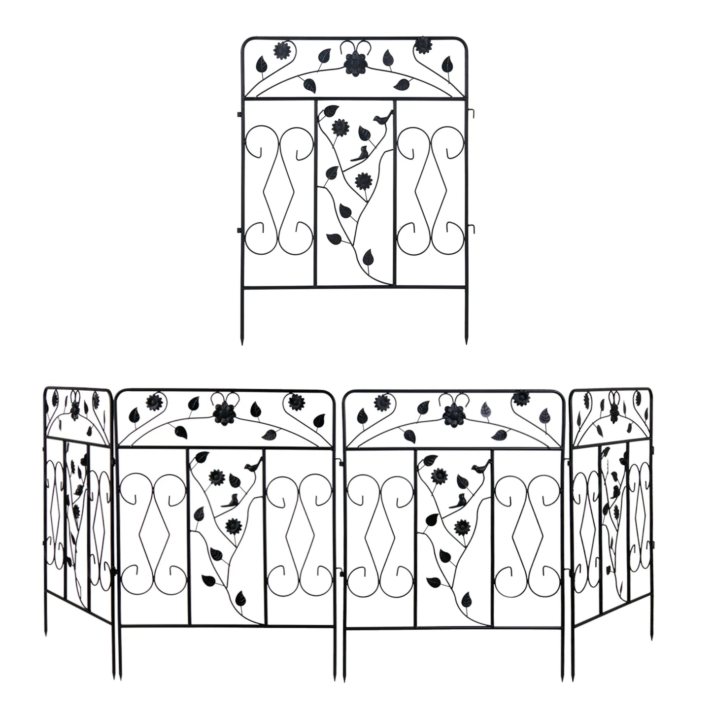 Five Pack Steel Decorative Garden Fence Panels Metal Border
