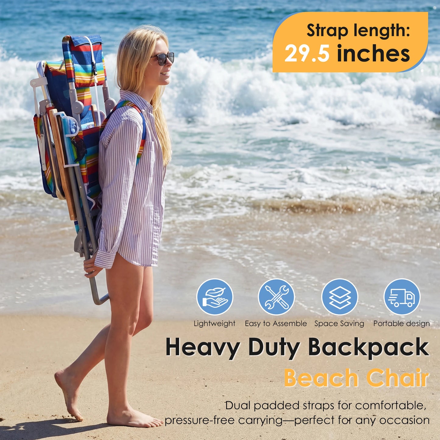 TCGBKAF Backpack Beach Chair Folding Tanning Lounge With Footrest